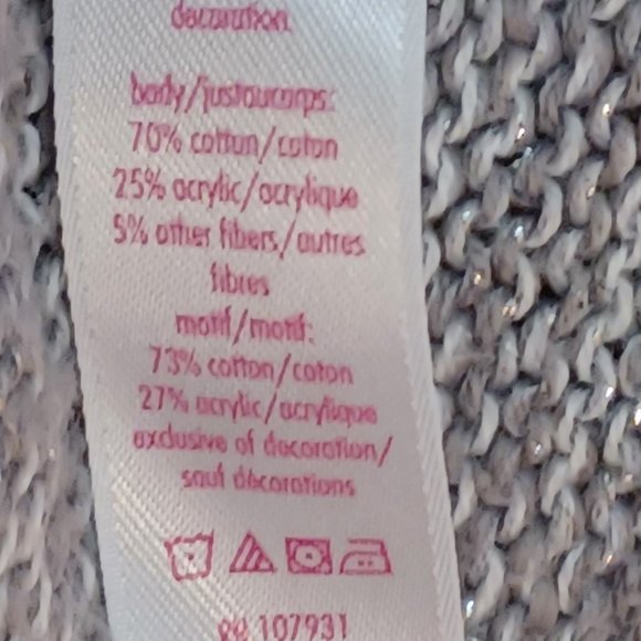 cardigan sweater,  Justice -size 12 (m) - Gray with puppy and paw prints on back - Picture 5 of 6